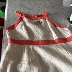 Ann Taylor Sheath Dress White Orange Sleeveless Halter